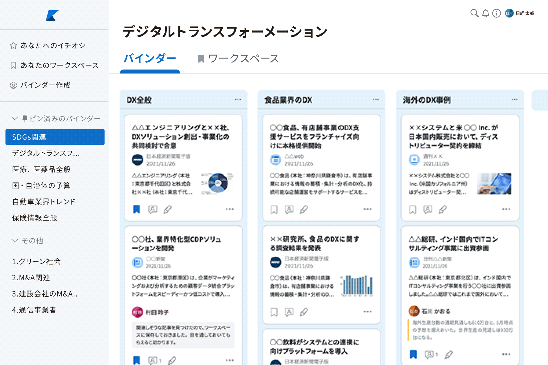 散らばりがちな情報をカテゴリー別に自動で整理